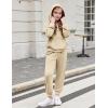 Arshiner Girls 2 Piece Outfits Fashion Sweatsuits Button Down Hooded Sweatshirt and Sweatpants with Pockets Kids Tracksuit(Beige)
