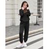 Arshiner Girls 2 Piece Outfits Fashion Sweatsuits Button Down Hooded Sweatshirt and Sweatpants with Pockets Kids Tracksuit(Black)