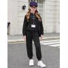 Arshiner Girls 2 Piece Outfits Fashion Sweatsuits Button Down Hooded Sweatshirt and Sweatpants with Pockets Kids Tracksuit(Black)