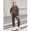 Arshiner Girls 2 Piece Outfits Fashion Sweatsuits Button Down Hooded Sweatshirt and Sweatpants with Pockets Kids Tracksuit(Brown)