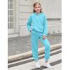 Arshiner Girls 2 Piece Outfits Fashion Sweatsuits Button Down Hooded Sweatshirt and Sweatpants with Pockets Kids Tracksuit(Ice Blue)