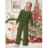 Arshiner Girls 2 Piece Outfits Sweatsuit Set Twist Front Sweatshirt Wide Leg Sweatpants Tracksuit with Pockets(Army Green)