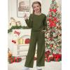 Arshiner Girls 2 Piece Outfits Sweatsuit Set Twist Front Sweatshirt Wide Leg Sweatpants Tracksuit with Pockets(Army Green)