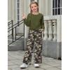 Arshiner Girls 2 Piece Outfits Sweatsuit Set Twist Front Sweatshirt Wide Leg Sweatpants Tracksuit with Pockets(Army Green-camo)