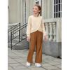 Arshiner Girls 2 Piece Outfits Sweatsuit Set Twist Front Sweatshirt Wide Leg Sweatpants Tracksuit with Pockets(Beige- Brown)