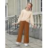Arshiner Girls 2 Piece Outfits Sweatsuit Set Twist Front Sweatshirt Wide Leg Sweatpants Tracksuit with Pockets(Beige- Brown)