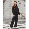 Arshiner Girls 2 Piece Outfits Sweatsuit Set Twist Front Sweatshirt Wide Leg Sweatpants Tracksuit with Pockets(Black)
