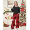 Arshiner Girls 2 Piece Outfits Sweatsuit Set Twist Front Sweatshirt Wide Leg Sweatpants Tracksuit with Pockets(Black and Red Plaid)