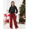 Arshiner Girls 2 Piece Outfits Sweatsuit Set Twist Front Sweatshirt Wide Leg Sweatpants Tracksuit with Pockets(Black and Red Plaid)