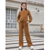 Arshiner Girls 2 Piece Outfits Sweatsuit Set Twist Front Sweatshirt Wide Leg Sweatpants Tracksuit with Pockets(Brown)