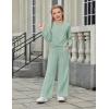 Arshiner Girls 2 Piece Outfits Sweatsuit Set Twist Front Sweatshirt Wide Leg Sweatpants Tracksuit with Pockets(Light Green)