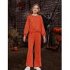 Arshiner Girls 2 Piece Outfits Sweatsuit Set Twist Front Sweatshirt Wide Leg Sweatpants Tracksuit with Pockets(Orange)