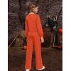 Arshiner Girls 2 Piece Outfits Sweatsuit Set Twist Front Sweatshirt Wide Leg Sweatpants Tracksuit with Pockets(Orange)