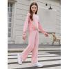 Arshiner Girls 2 Piece Outfits Sweatsuit Set Twist Front Sweatshirt Wide Leg Sweatpants Tracksuit with Pockets(Pink)