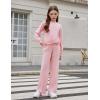 Arshiner Girls 2 Piece Outfits Sweatsuit Set Twist Front Sweatshirt Wide Leg Sweatpants Tracksuit with Pockets(Pink)