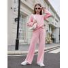 Arshiner Girls 2 Piece Outfits Sweatsuit Set Twist Front Sweatshirt Wide Leg Sweatpants Tracksuit with Pockets(Pink)