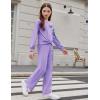 Arshiner Girls 2 Piece Outfits Sweatsuit Set Twist Front Sweatshirt Wide Leg Sweatpants Tracksuit with Pockets(Purple)