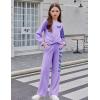 Arshiner Girls 2 Piece Outfits Sweatsuit Set Twist Front Sweatshirt Wide Leg Sweatpants Tracksuit with Pockets(Purple)
