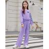 Arshiner Girls 2 Piece Outfits Sweatsuit Set Twist Front Sweatshirt Wide Leg Sweatpants Tracksuit with Pockets(Purple)