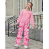 Arshiner Girls 2 Piece Outfits Sweatsuit Set Twist Front Sweatshirt Wide Leg Sweatpants Tracksuit with Pockets(Tie Dye-rose&pink)