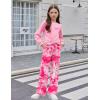 Arshiner Girls 2 Piece Outfits Sweatsuit Set Twist Front Sweatshirt Wide Leg Sweatpants Tracksuit with Pockets(Tie Dye-rose&pink)
