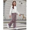 Arshiner Girls 2 Piece Outfits Sweatsuit Set Twist Front Sweatshirt Wide Leg Sweatpants Tracksuit with Pockets(White-leopard)