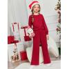 Arshiner Girls 2 Piece Outfits Sweatsuit Set Twist Front Sweatshirt Wide Leg Sweatpants Tracksuit with Pockets(Wine Red)