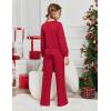 Arshiner Girls 2 Piece Outfits Sweatsuit Set Twist Front Sweatshirt Wide Leg Sweatpants Tracksuit with Pockets(Wine Red)
