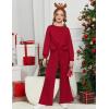 Arshiner Girls 2 Piece Outfits Sweatsuit Set Twist Front Sweatshirt Wide Leg Sweatpants Tracksuit with Pockets(Wine Red)