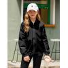 Arshiner Girls Bomber Jacket Casual Coat Zip Up Outerwear with Pockets for 4-12 Years(Black)