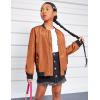 Arshiner Girls Bomber Jacket Casual Coat Zip Up Outerwear with Pockets for 4-12 Years(Brown)