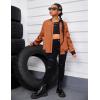 Arshiner Girls Bomber Jacket Casual Coat Zip Up Outerwear with Pockets for 4-12 Years(Brown)