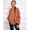 Arshiner Girls Bomber Jacket Casual Coat Zip Up Outerwear with Pockets for 4-12 Years(Brown)