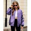 Arshiner Girls Bomber Jacket Casual Coat Zip Up Outerwear with Pockets for 4-12 Years(Purple)