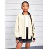 Arshiner Girls Bomber Jacket Casual Coat Zip Up Outerwear with Pockets for 4-12 Years(White)