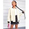 Arshiner Girls Bomber Jacket Casual Coat Zip Up Outerwear with Pockets for 4-12 Years(White)