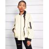 Arshiner Girls Bomber Jacket Casual Coat Zip Up Outerwear with Pockets for 4-12 Years(White)