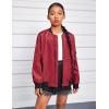 Arshiner Girls Bomber Jacket Casual Coat Zip Up Outerwear with Pockets for 4-12 Years(Wine Red)