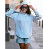 Arshiner Girls Button Up Hoodies Kids Casual V Neck Sweatshirt Girl Long Sleeve Shirts Tunic Tops Curved Hem 5-13 Years(Blue)