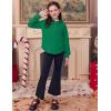 Arshiner Girls Button Up Hoodies Kids Casual V Neck Sweatshirt Girl Long Sleeve Shirts Tunic Tops Curved Hem 5-13 Years(Green)