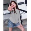 Arshiner Girls Button Up Hoodies Kids Casual V Neck Sweatshirt Girl Long Sleeve Shirts Tunic Tops Curved Hem 5-13 Years(Grey)