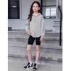 Arshiner Girls Button Up Hoodies Kids Casual V Neck Sweatshirt Girl Long Sleeve Shirts Tunic Tops Curved Hem 5-13 Years(Grey)