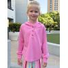 Arshiner Girls Button Up Hoodies Kids Casual V Neck Sweatshirt Girl Long Sleeve Shirts Tunic Tops Curved Hem 5-13 Years(Hot Pink)