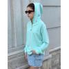 Arshiner Girls Button Up Hoodies Kids Casual V Neck Sweatshirt Girl Long Sleeve Shirts Tunic Tops Curved Hem 5-13 Years(Ice Green)