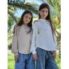 Arshiner Girls Button Up Hoodies Kids Casual V Neck Sweatshirt Girl Long Sleeve Shirts Tunic Tops Curved Hem 5-13 Years(Khaki)