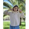 Arshiner Girls Button Up Hoodies Kids Casual V Neck Sweatshirt Girl Long Sleeve Shirts Tunic Tops Curved Hem 5-13 Years(Khaki)