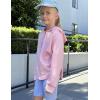 Arshiner Girls Button Up Hoodies Kids Casual V Neck Sweatshirt Girl Long Sleeve Shirts Tunic Tops Curved Hem 5-13 Years(Pink)