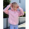 Arshiner Girls Button Up Hoodies Kids Casual V Neck Sweatshirt Girl Long Sleeve Shirts Tunic Tops Curved Hem 5-13 Years(Pink)
