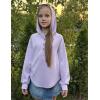 Arshiner Girls Button Up Hoodies Kids Casual V Neck Sweatshirt Girl Long Sleeve Shirts Tunic Tops Curved Hem 5-13 Years(Purple)