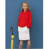 Arshiner Girls Button Up Hoodies Kids Casual V Neck Sweatshirt Girl Long Sleeve Shirts Tunic Tops Curved Hem 5-13 Years(Red)
